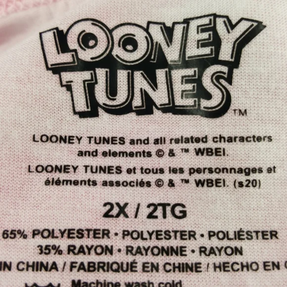Looney Tunes Characters Bubblegum Pink T-shirt Tie-Dye Cartoon Tee (2X) - Picture 12 of 13